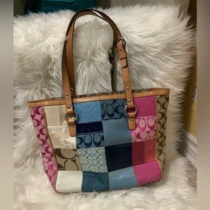 Coach patchwork multicolour canvass leather bag
